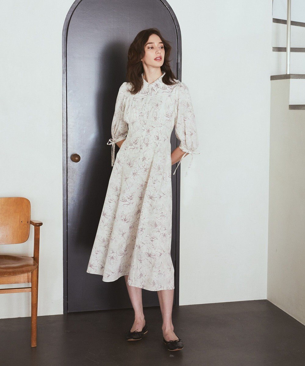 Maison de FLEUR はしごレースシャツワンピース 