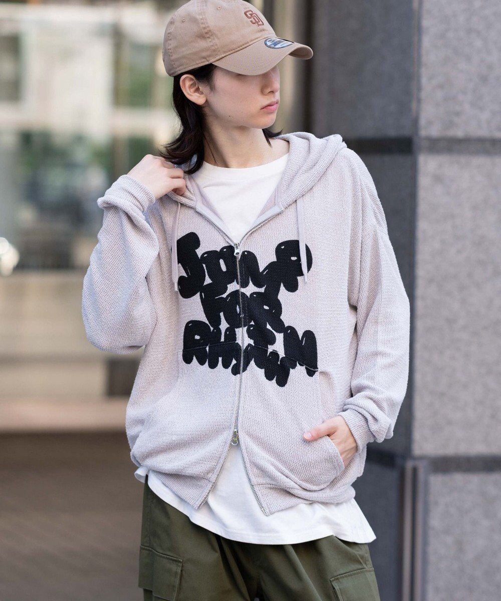 WEGO 【ユニセックス着用ITEM/MLサイズ展開】メッシュロゴジップパーカー 