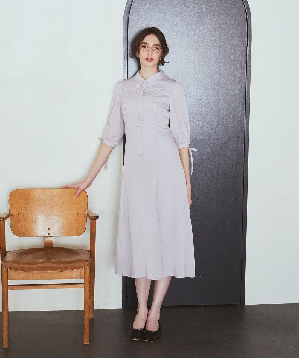 Maison de FLEUR はしごレースシャツワンピース 