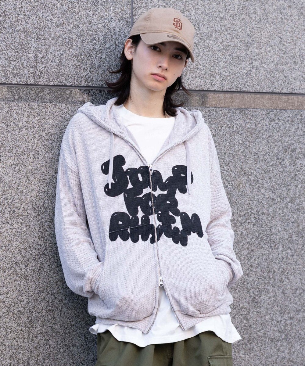 WEGO 【ユニセックス着用ITEM/MLサイズ展開】メッシュロゴジップパーカー 