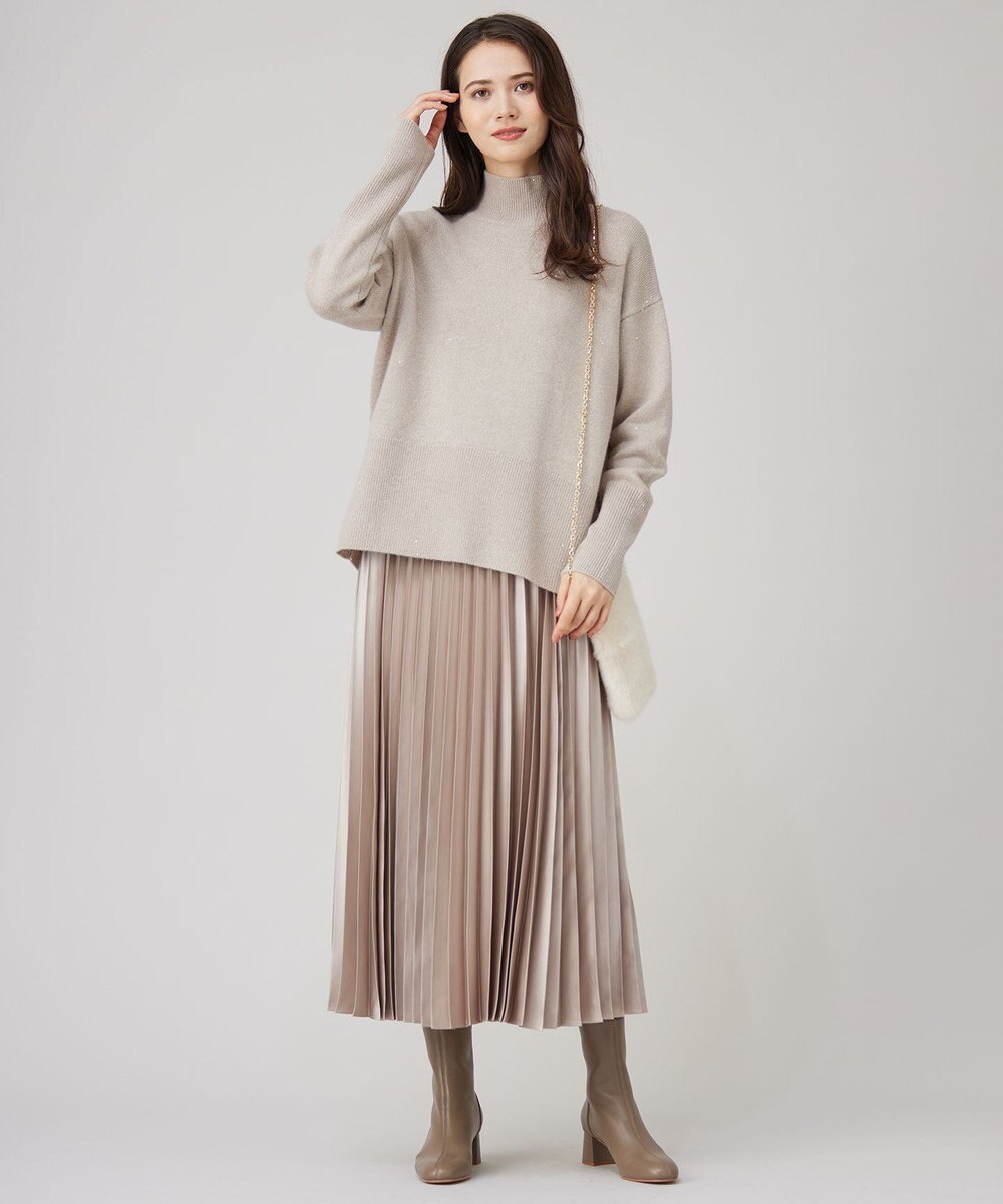 自由区 S 【ウエストゴム・洗える】ブライトサテンプリーツ スカート 