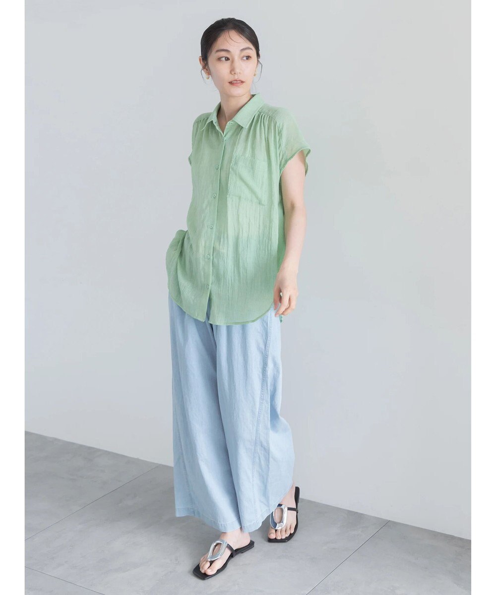 Te chichi 【7色展開】シャンブレーボイルフレンチスリーブシャツ 