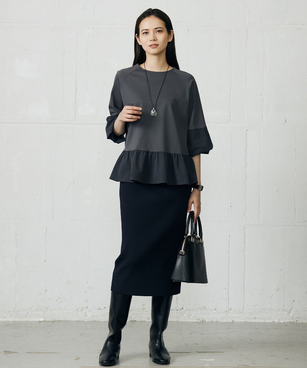 自由区 L クリアコットンポンチペプラム カットソー 