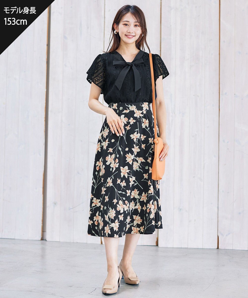 Tiaclasse 【洗える】幅広く活躍が期待できるボウタイレースブラウス 