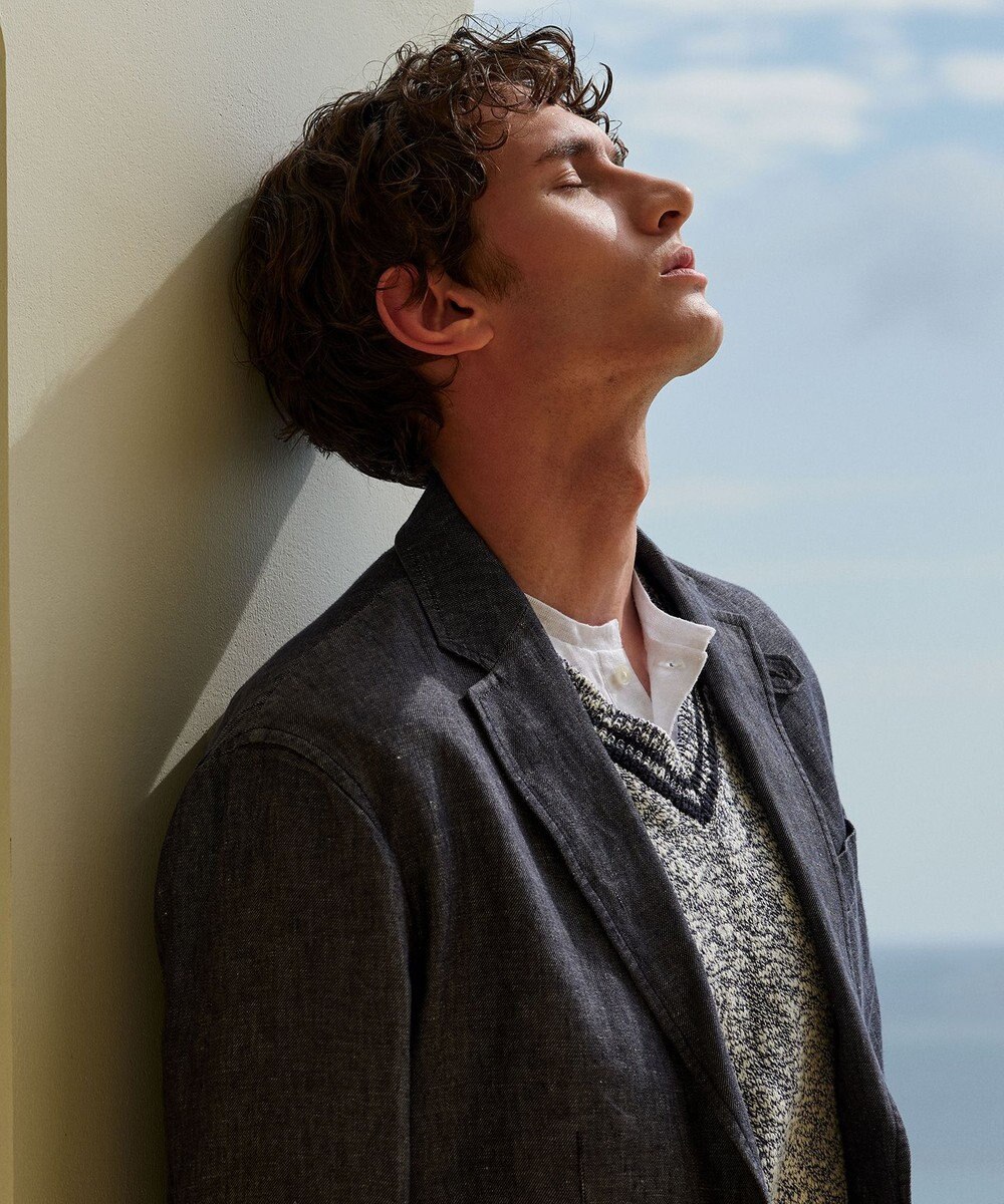 JOSEPH ABBOUD 【キングサイズ・洗える・イタリア糸使用】コットンスラブ Vネック ニット 