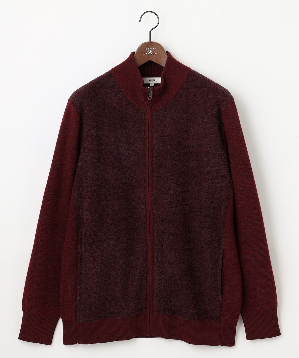 JOSEPH ABBOUD 【キングサイズ・イタリア糸使用/洗える】メリノブレンドモール ジップ ニット ブルゾン 