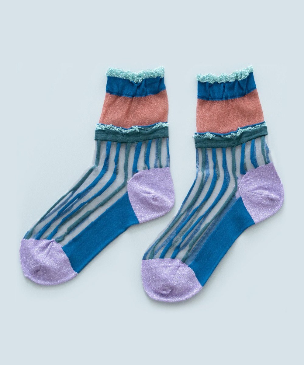 COQ サラサラ シアーストライプソックス 