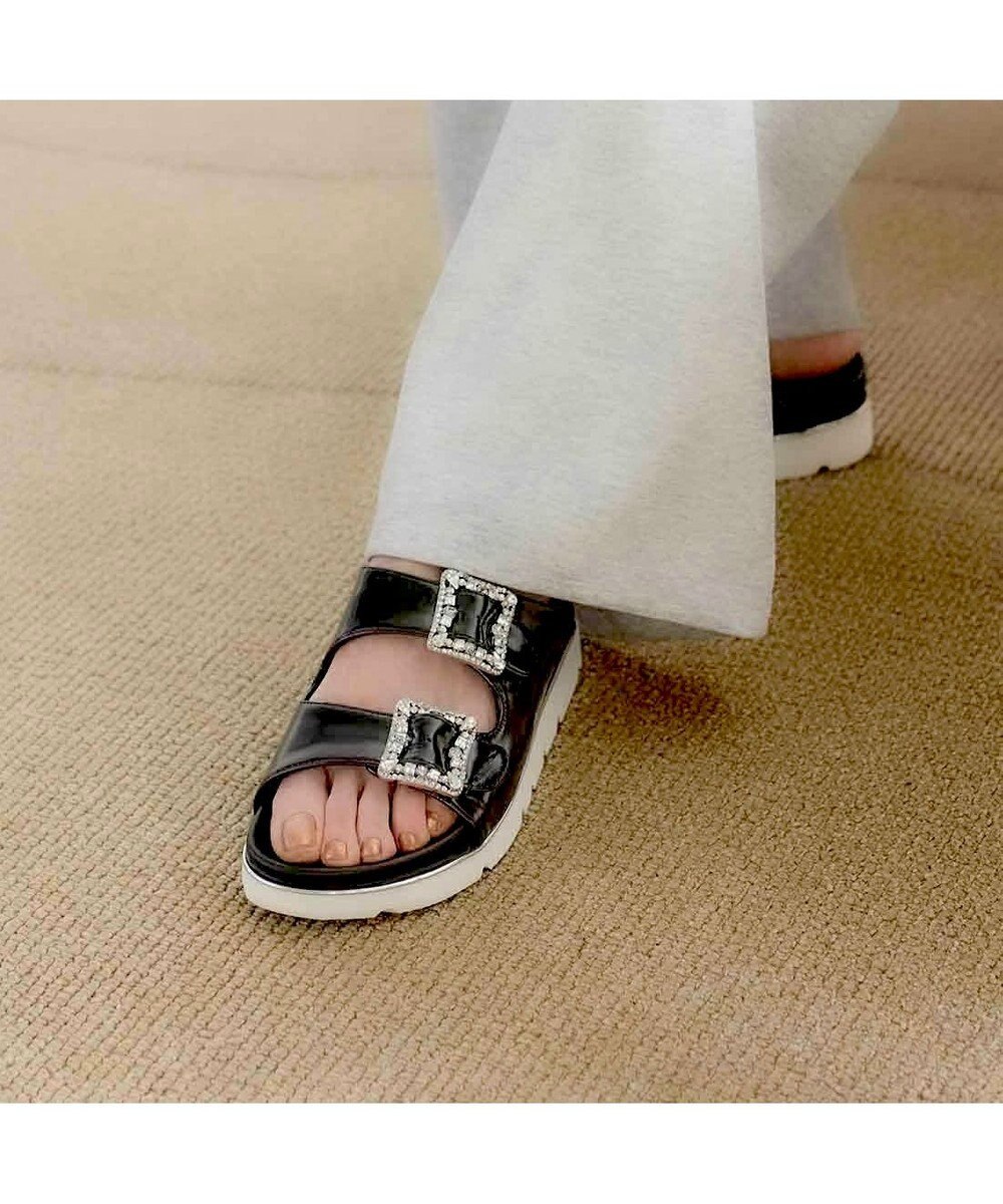 MODE ET JACOMO <carino>厚底ビジューバックルサンダル 