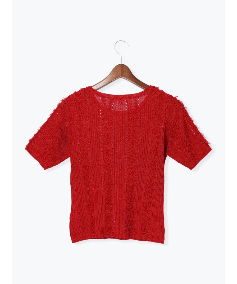 Te chichi フリンジニットハーフスリーブトップス 