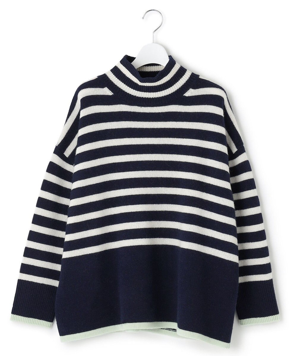 23区 【CLASSY.1月号掲載】ウールナイロン ボーダー ハイネック ニット 
