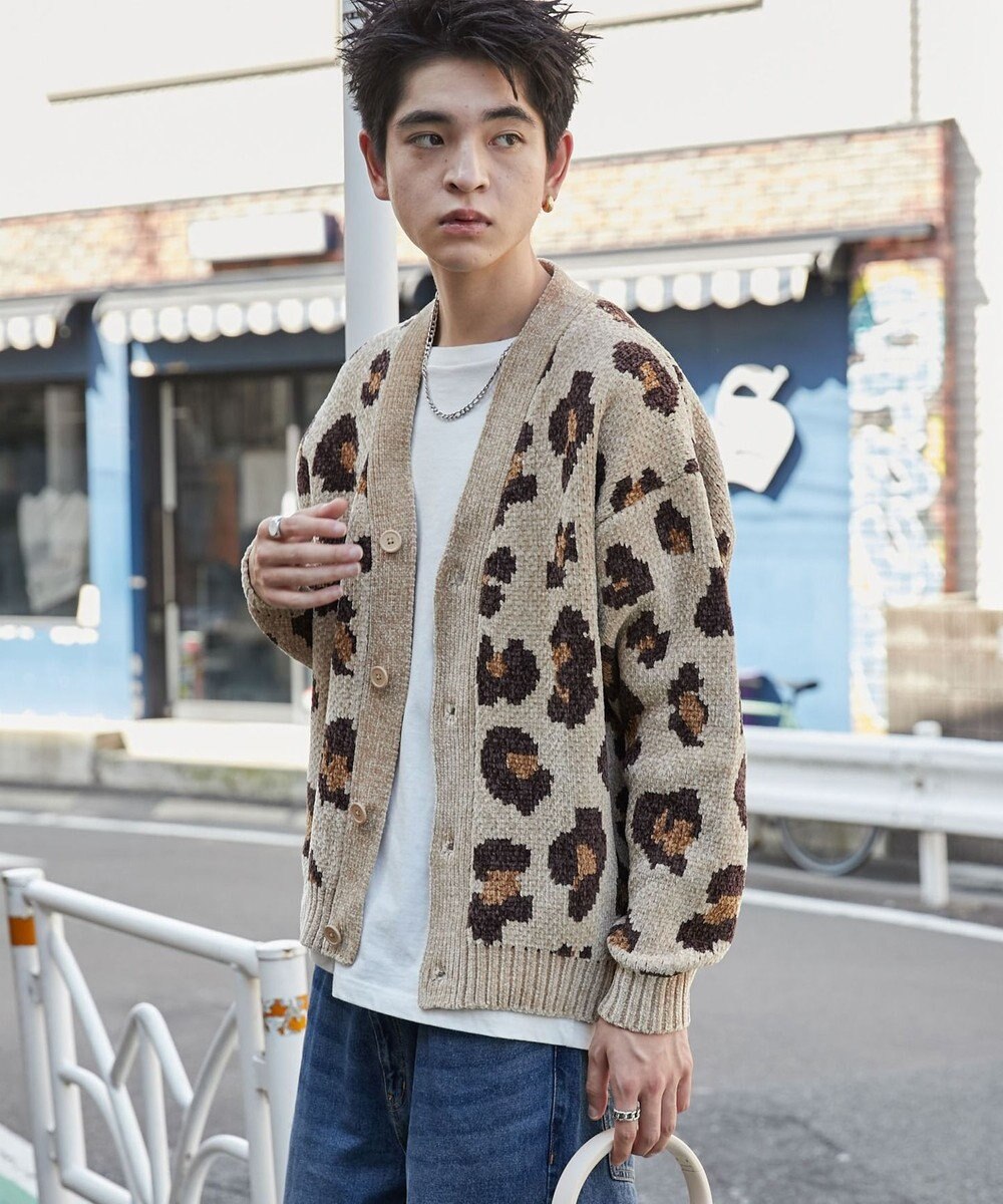 WEGO ベロアモールパターンカーディガン 