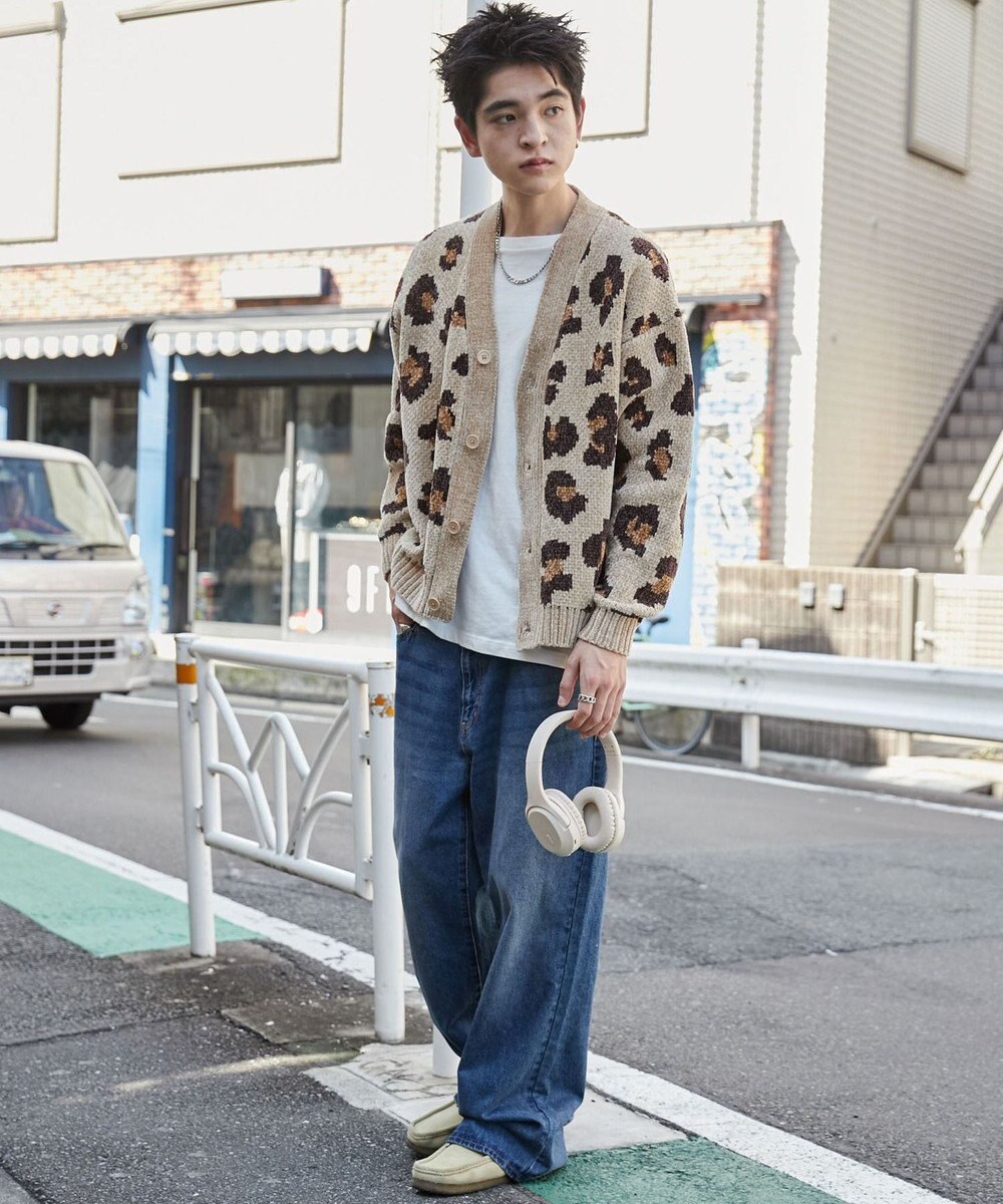 WEGO ベロアモールパターンカーディガン 