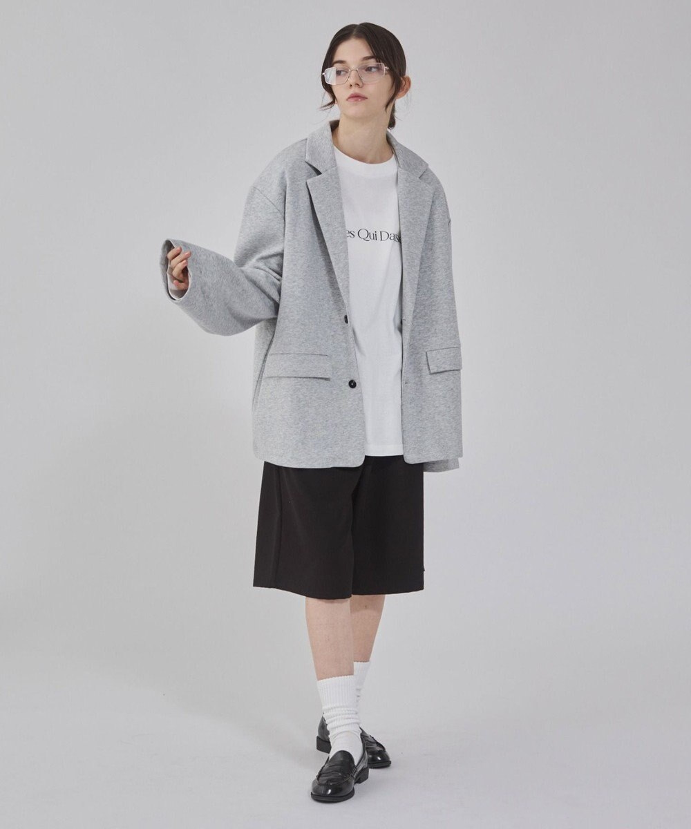 WEGO 【ユニセックス着用ITEM/MLサイズ展開】ボンディングスウェットテーラードジャケット 