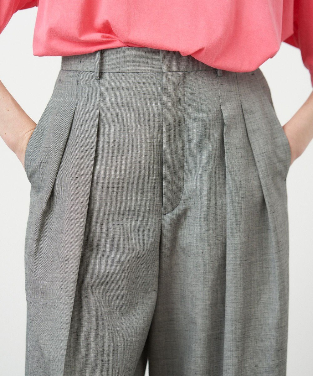 ATON WOOL LINEN SHARKSKIN | ワイドパンツ 