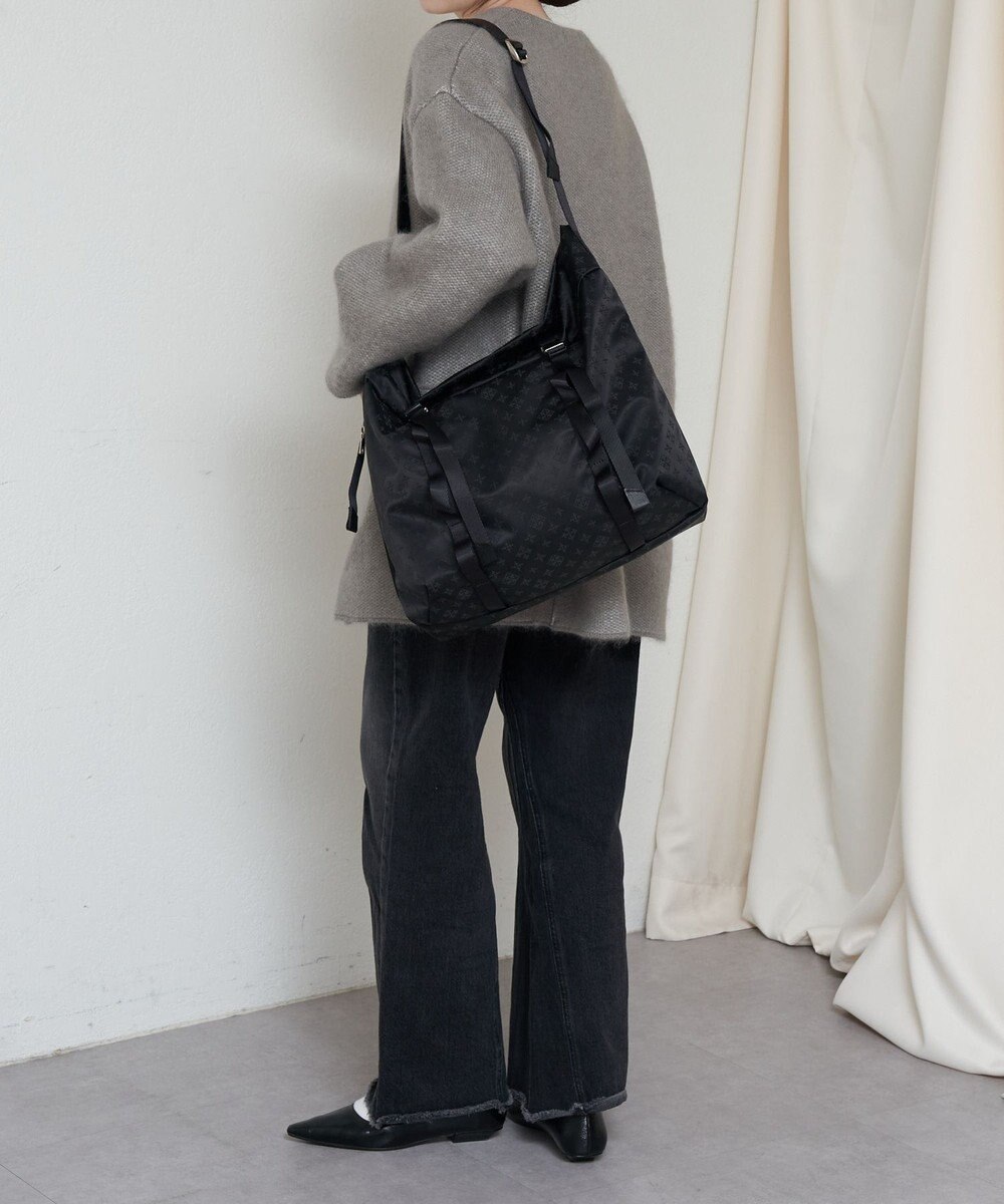 russet ナイロンジャガードメタルバックルショルダーバッグ L(CE-1656) 