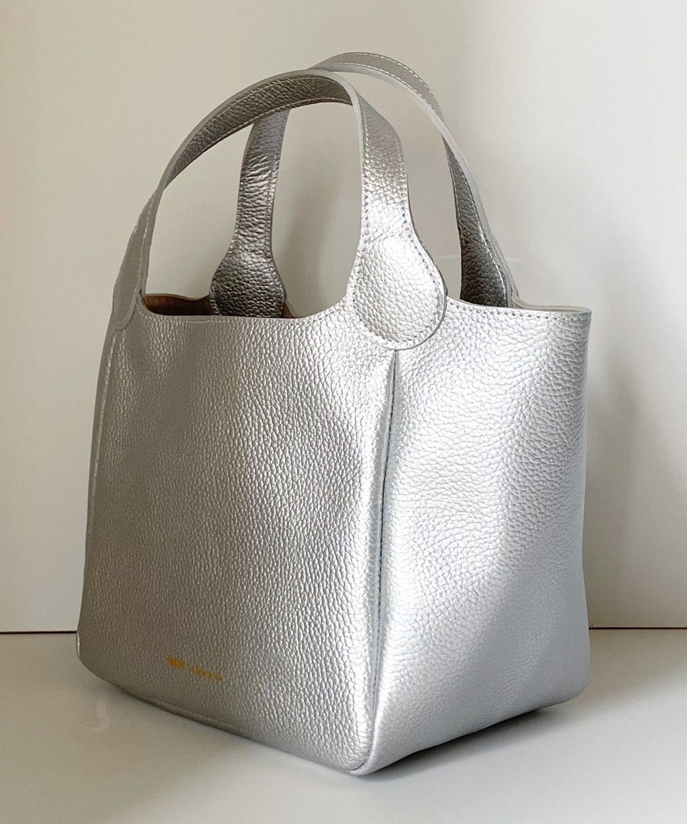 Hekhèr Le Style de Vie 新素材・新色【日本製/セレモニーにも】シュリンクレザー ハンドバッグ small シルバー 