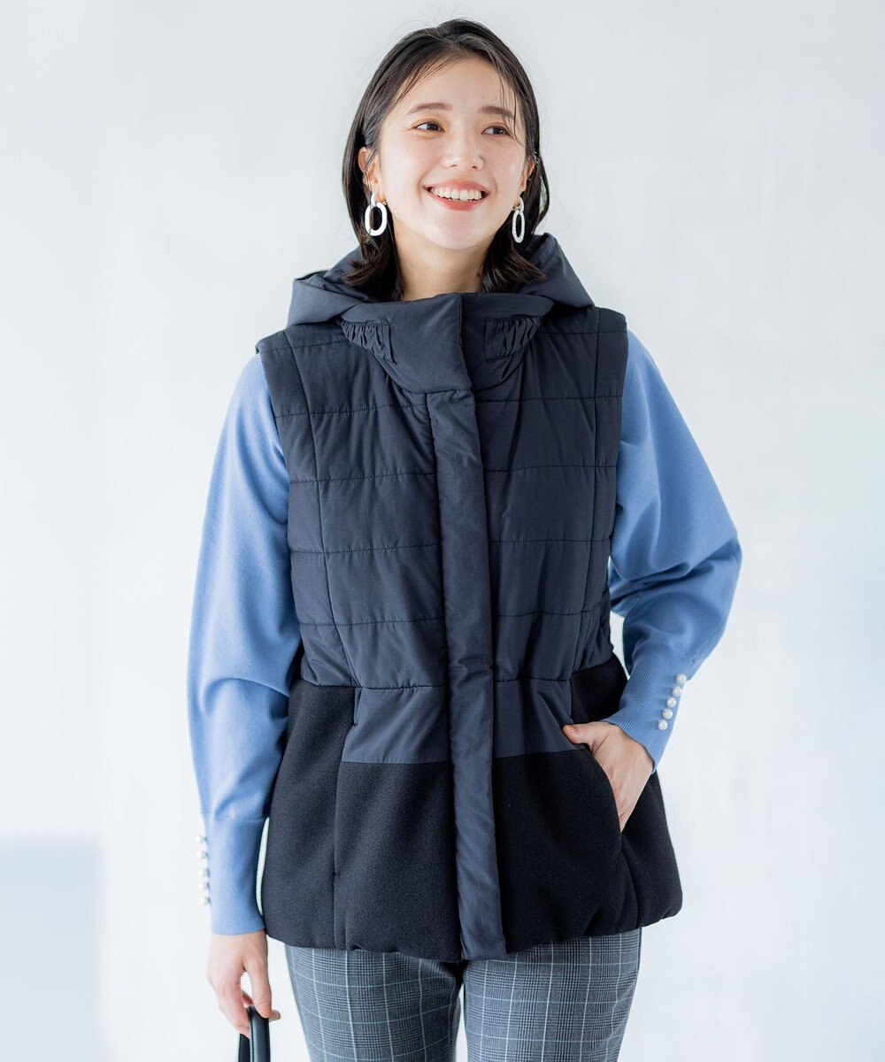 組曲 【中綿・軽羽織】フード付きパディングベスト 