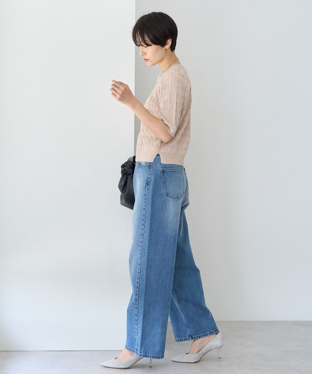 AMERICAN HOLIC ケーブル５分袖ニットプルオーバー 