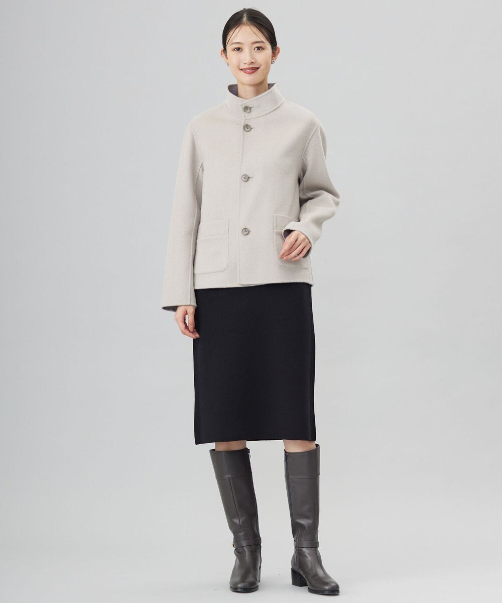 J.PRESS LADIES 【リバーシブル】ウールナイロンリバー スタンドカラー コート 