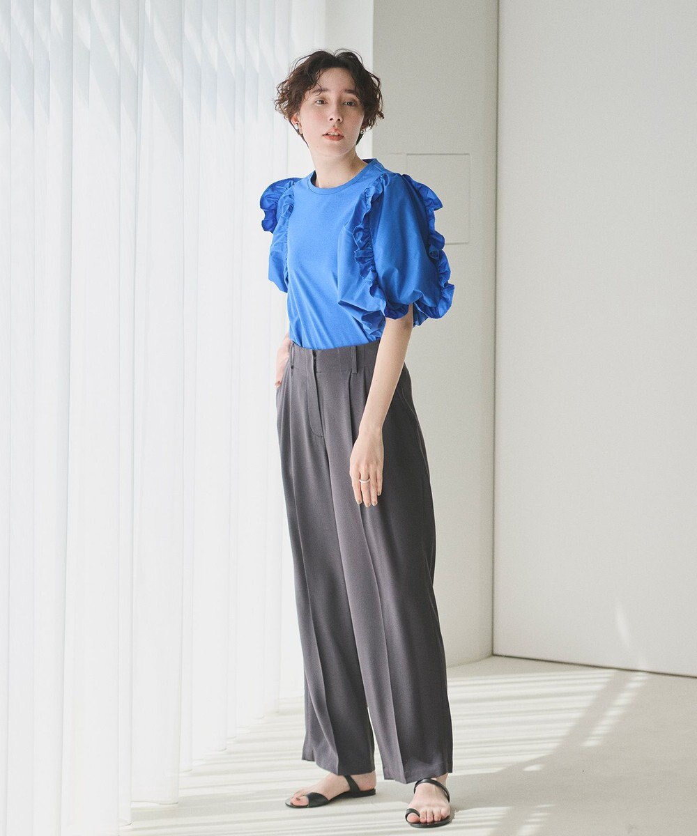 #Newans 【撥水・吸水速乾】コンビネーションフリルスリーブカットソー 