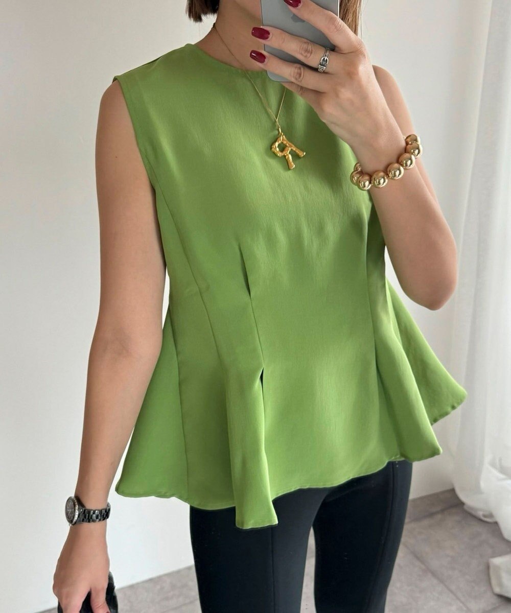 Green Parks AnriettMusee ノースリーブタックペプラムブラウス 