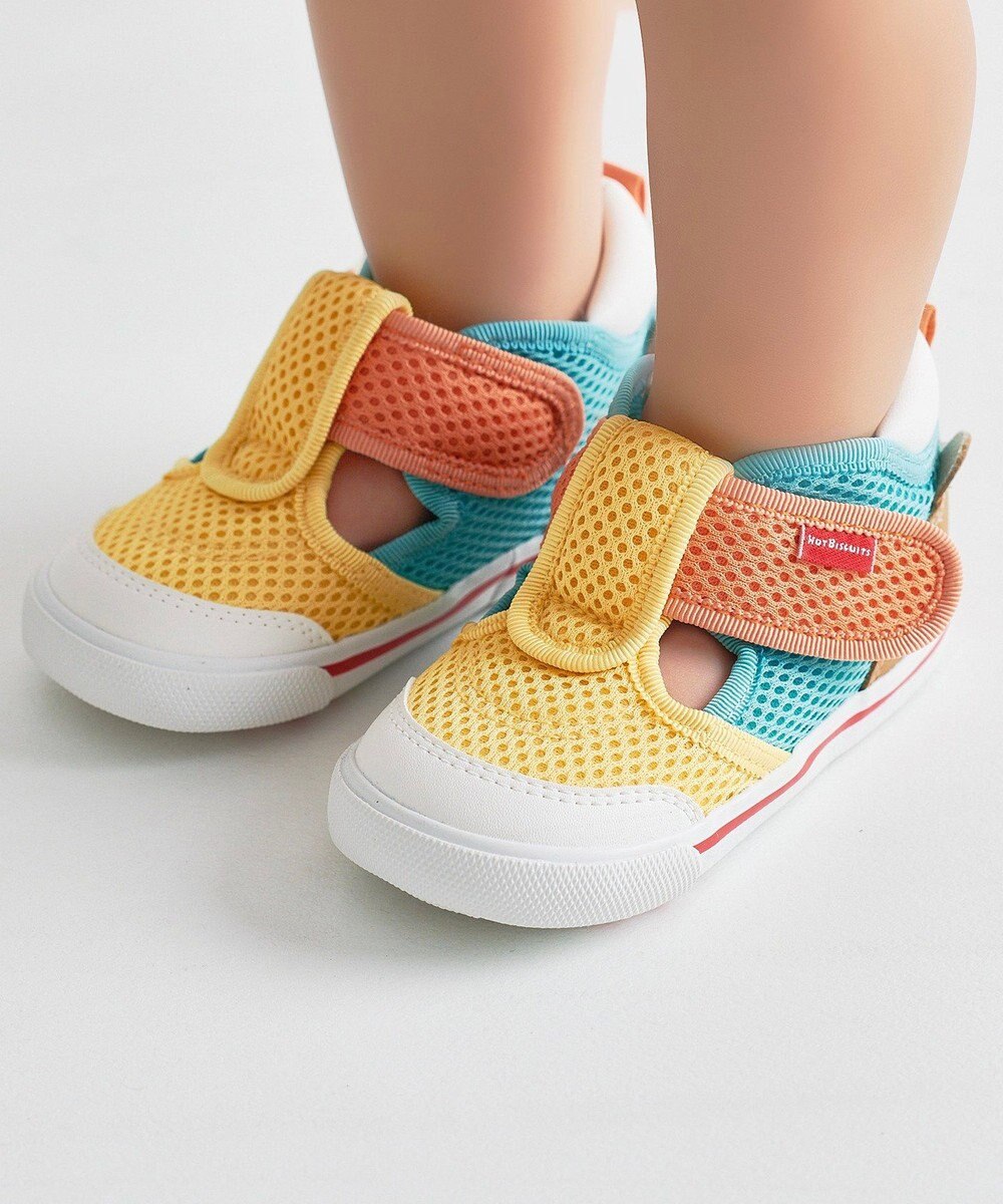 MIKI HOUSE HOT BISCUITS 【14-15cm】かかと顔 メッシュ セカンドベビーシューズ 