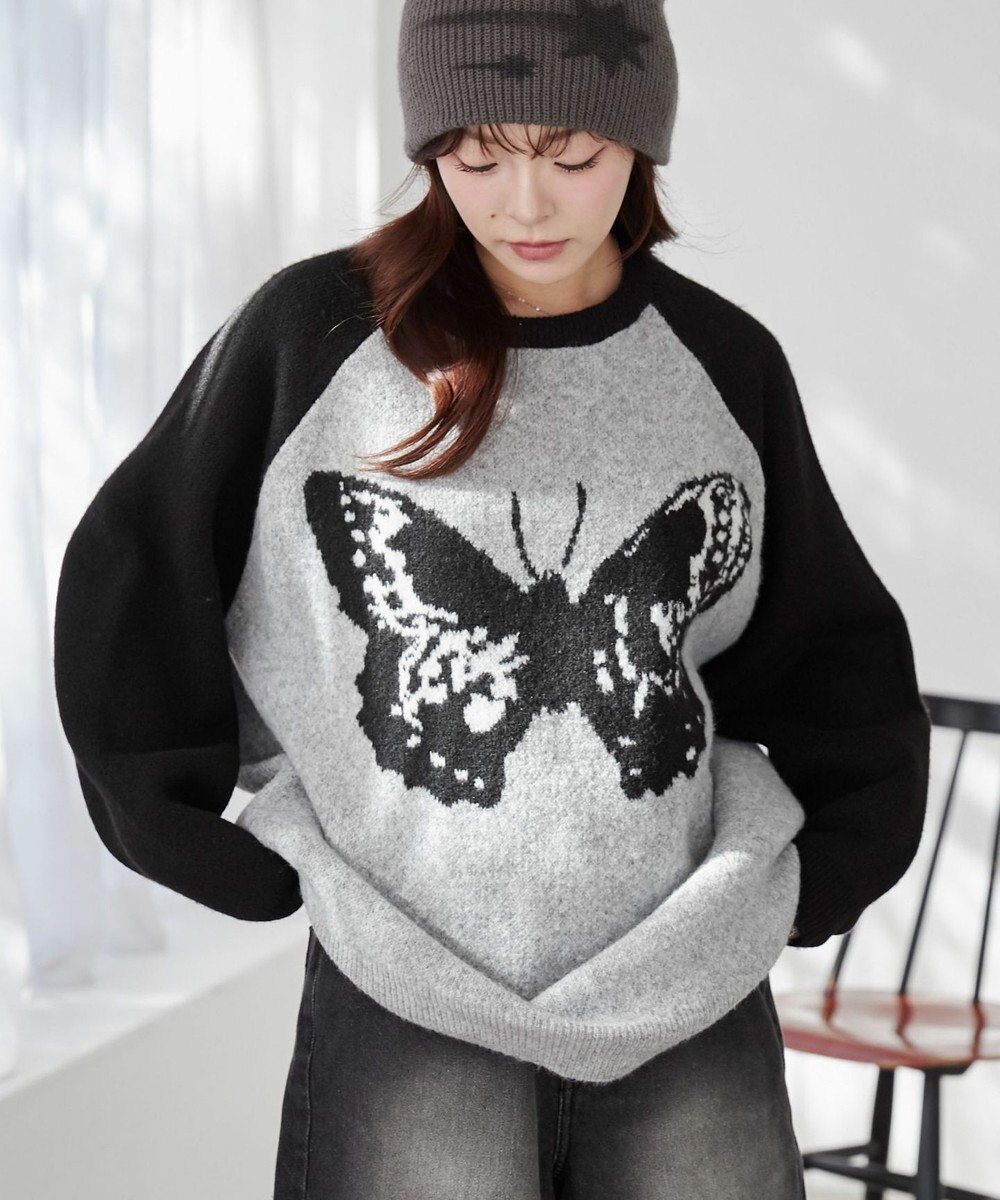 WEGO フラッフィーグラフィックBIGニットプルオーバー 