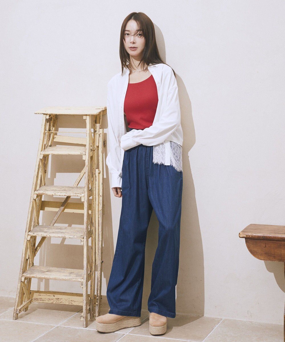 earth music&ecology 適ON レースヘムシャツ 