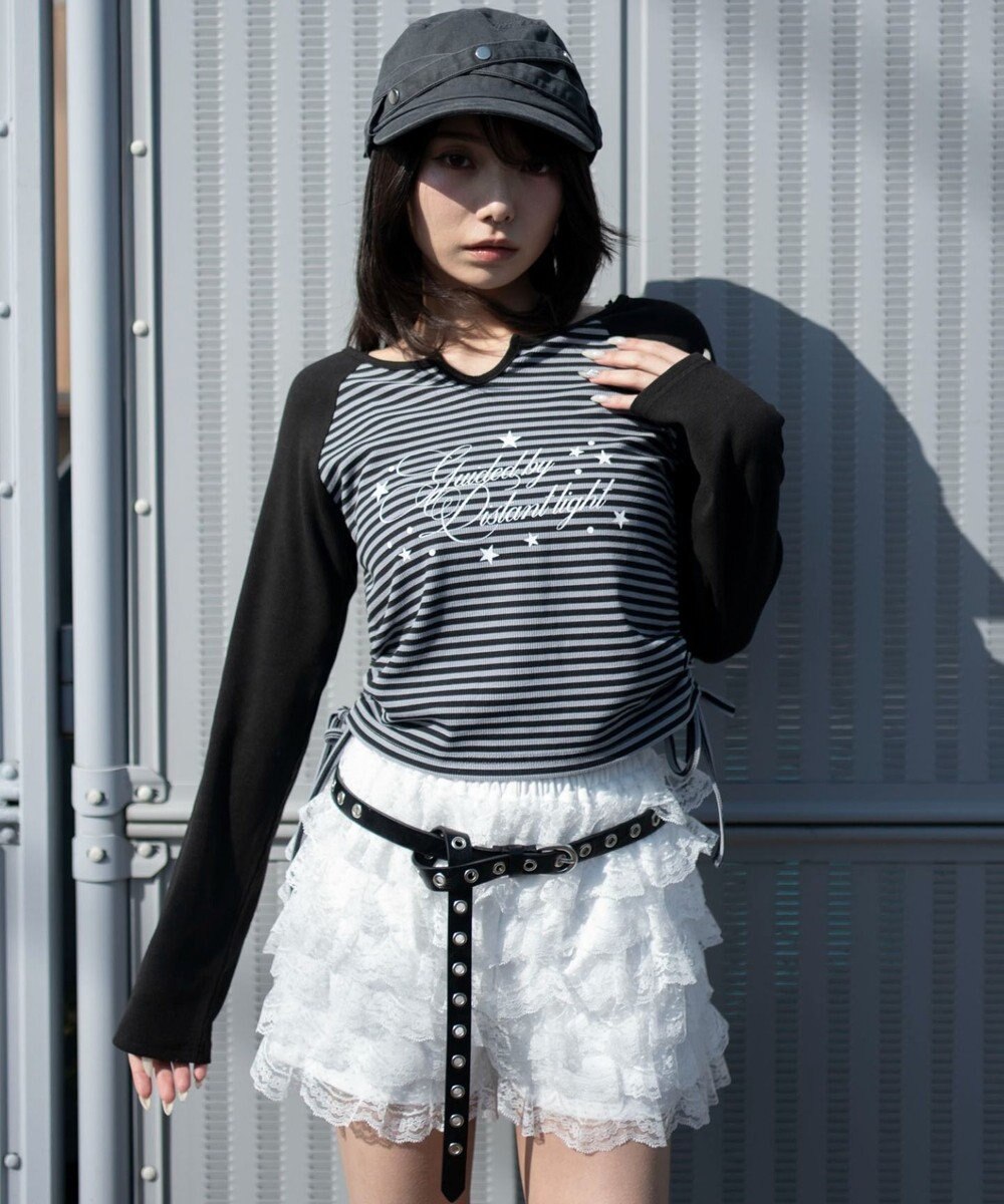 WEGO サイドドロストキーネックロンT 