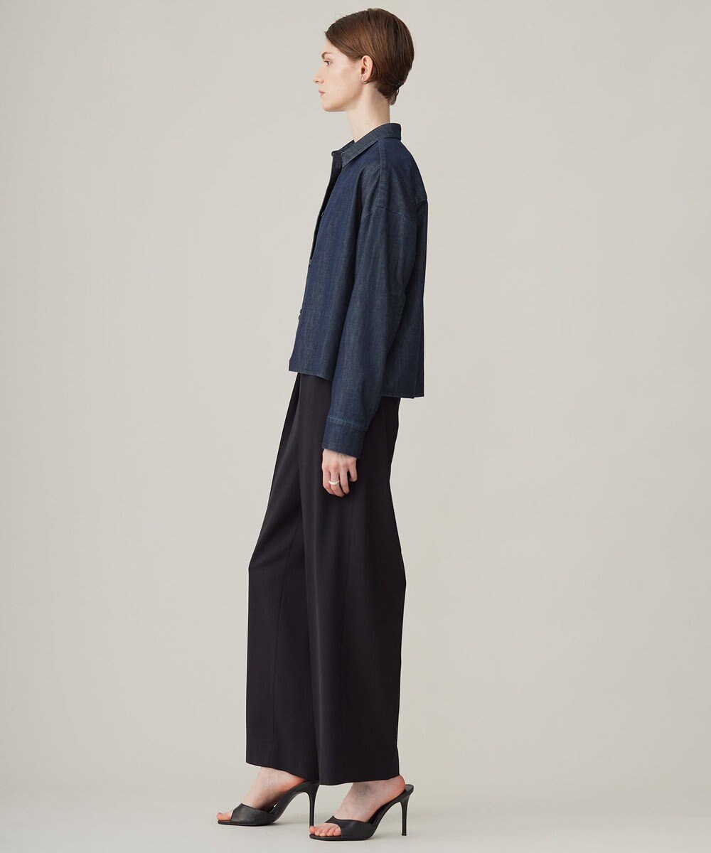 ICB 【洗える】コットンリヨセルデニム クロップドシャツ 