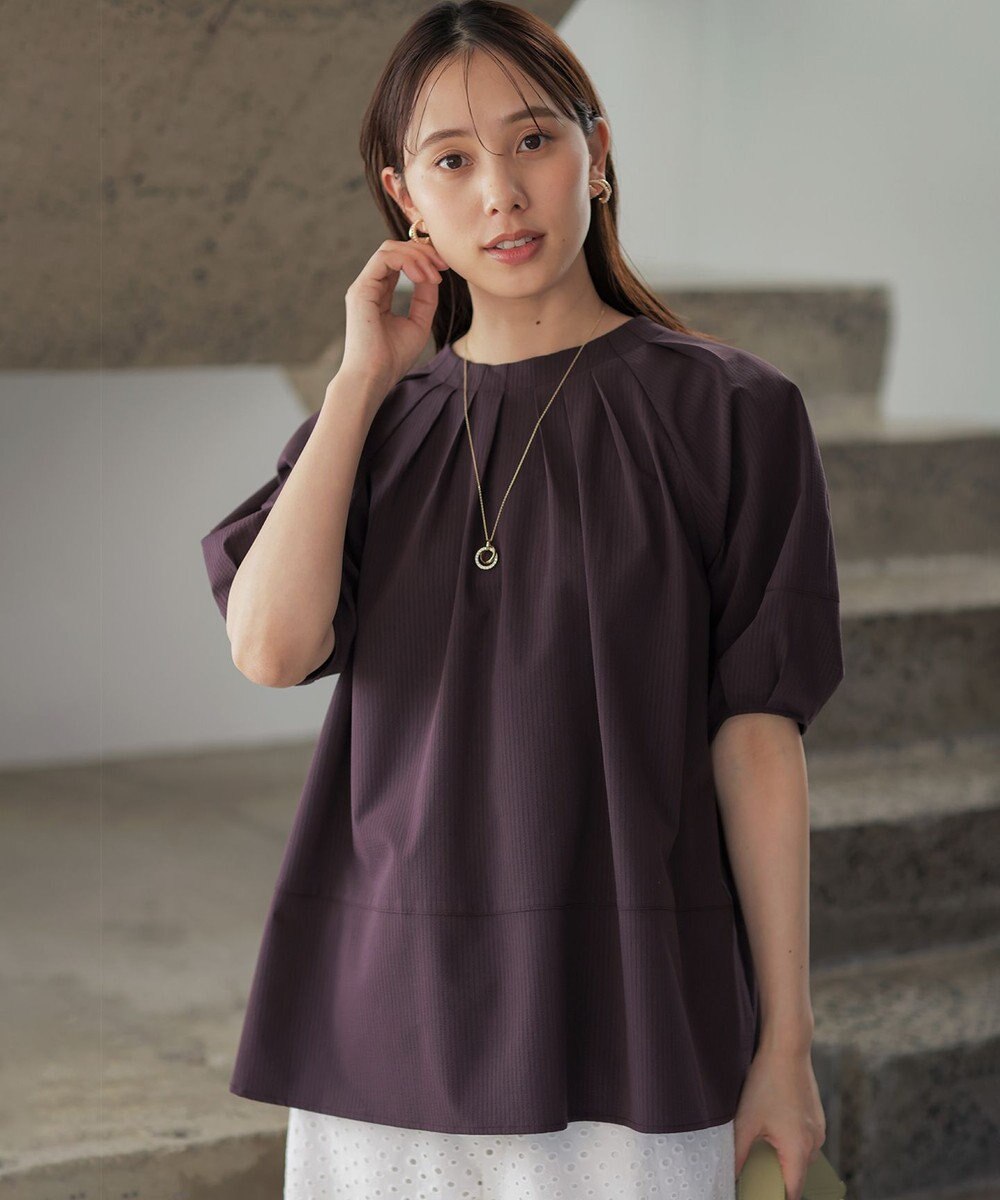 組曲 【先行予約・前後着用可】ソフトサッカーラグランスリーブ ブラウス 