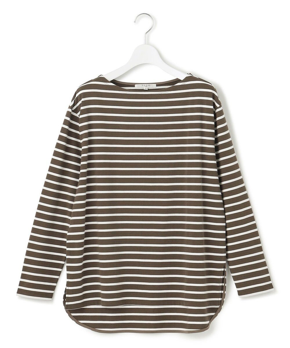 23区 【SLOW/一部店舗限定】ギザコットンボーダー ボートネックカットソー 