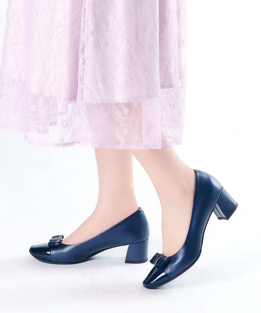 Dominic3 グログランリボン スクエアトゥパンプス 