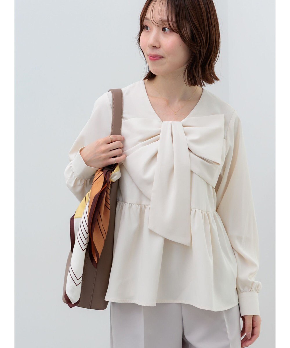 Te chichi リボンディテールペプラムブラウス 