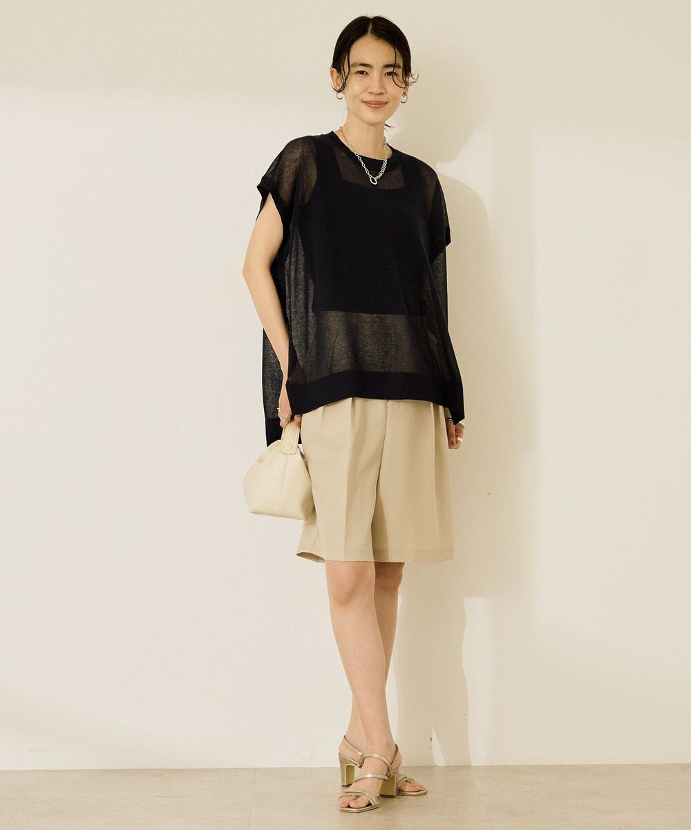 AMERICAN HOLIC ウォッシャブルシアーニットフレンチスリーブトップス 