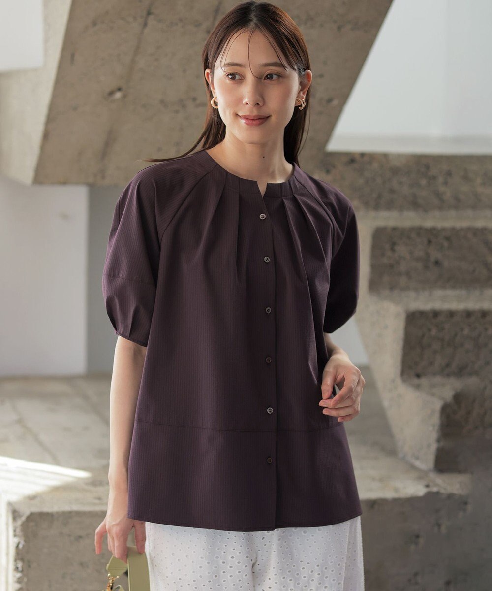 組曲 【先行予約・前後着用可】ソフトサッカーラグランスリーブ ブラウス 