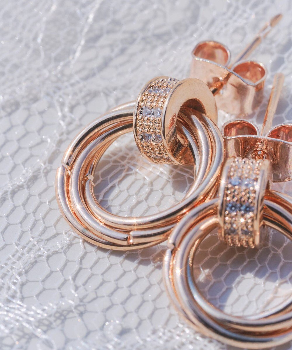 Tiaclasse 【金属アレルギー対応】ストーンフープバインドピアス 