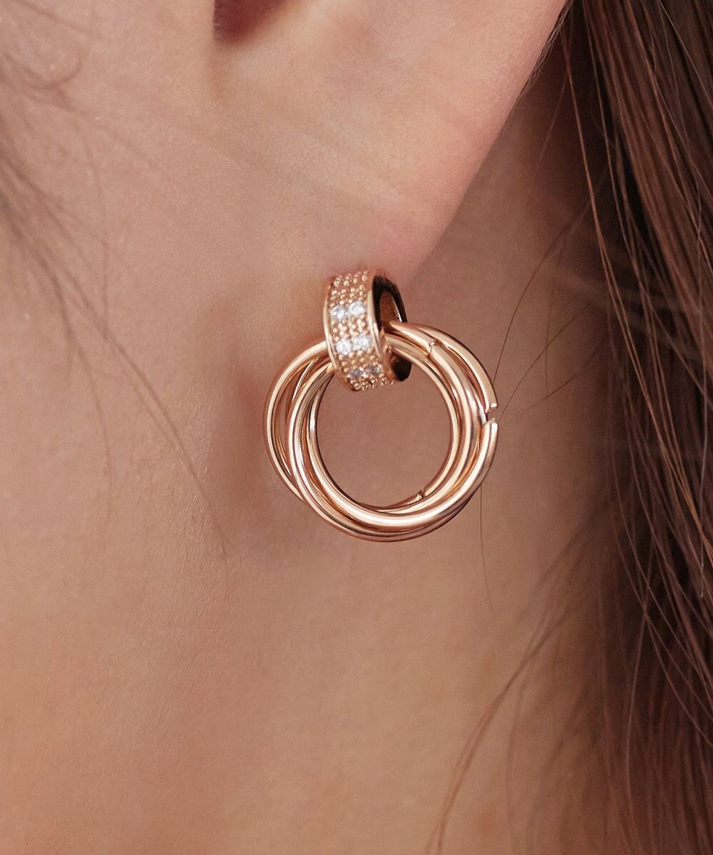 Tiaclasse 【金属アレルギー対応】ストーンフープバインドピアス 