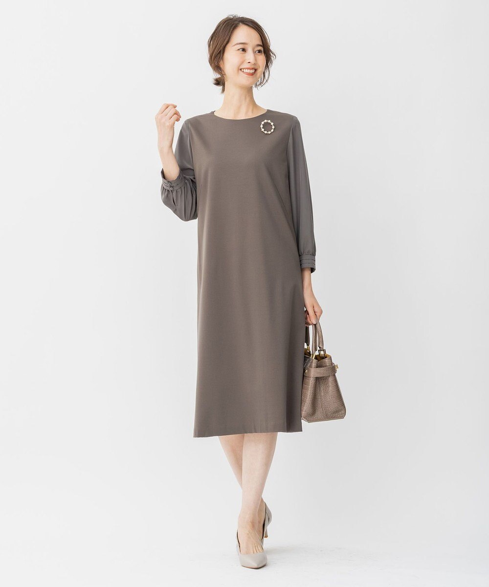 自由区 L 【洗える】WASHABLEPONTE シフトワンピース 