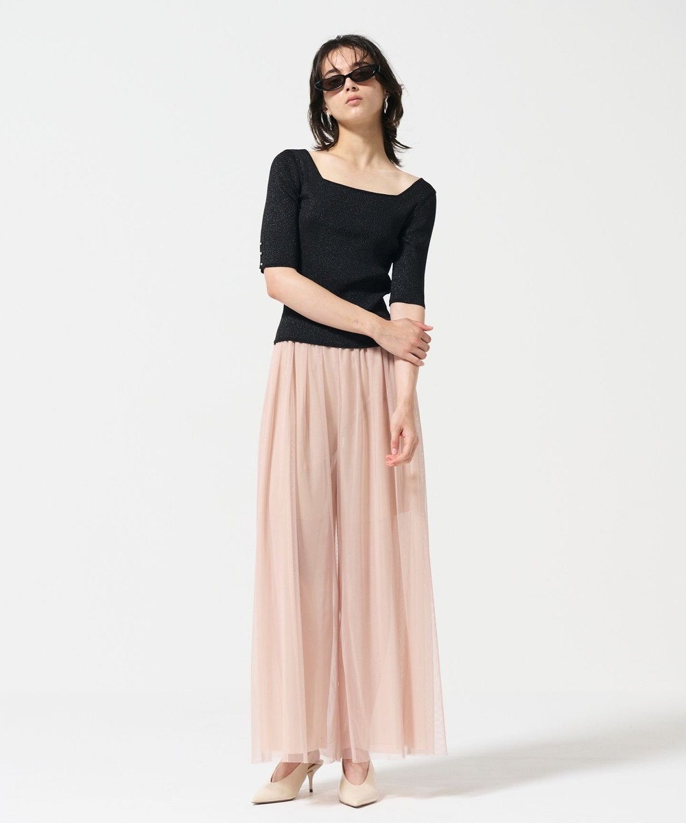 GRACE CONTINENTAL ラメリブニットトップ 