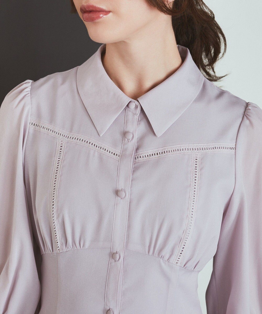 Maison de FLEUR はしごレースシャツワンピース 