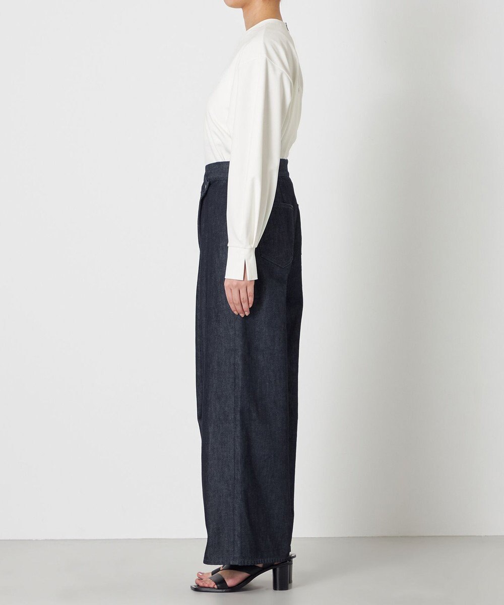 NAVE 【ReNave・セットアップ可/洗える】マーセライズデニム ラップワイドパンツ 