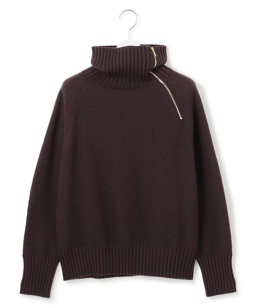 23区 L ボイルドウールコンビ ジップ タートルニット 
