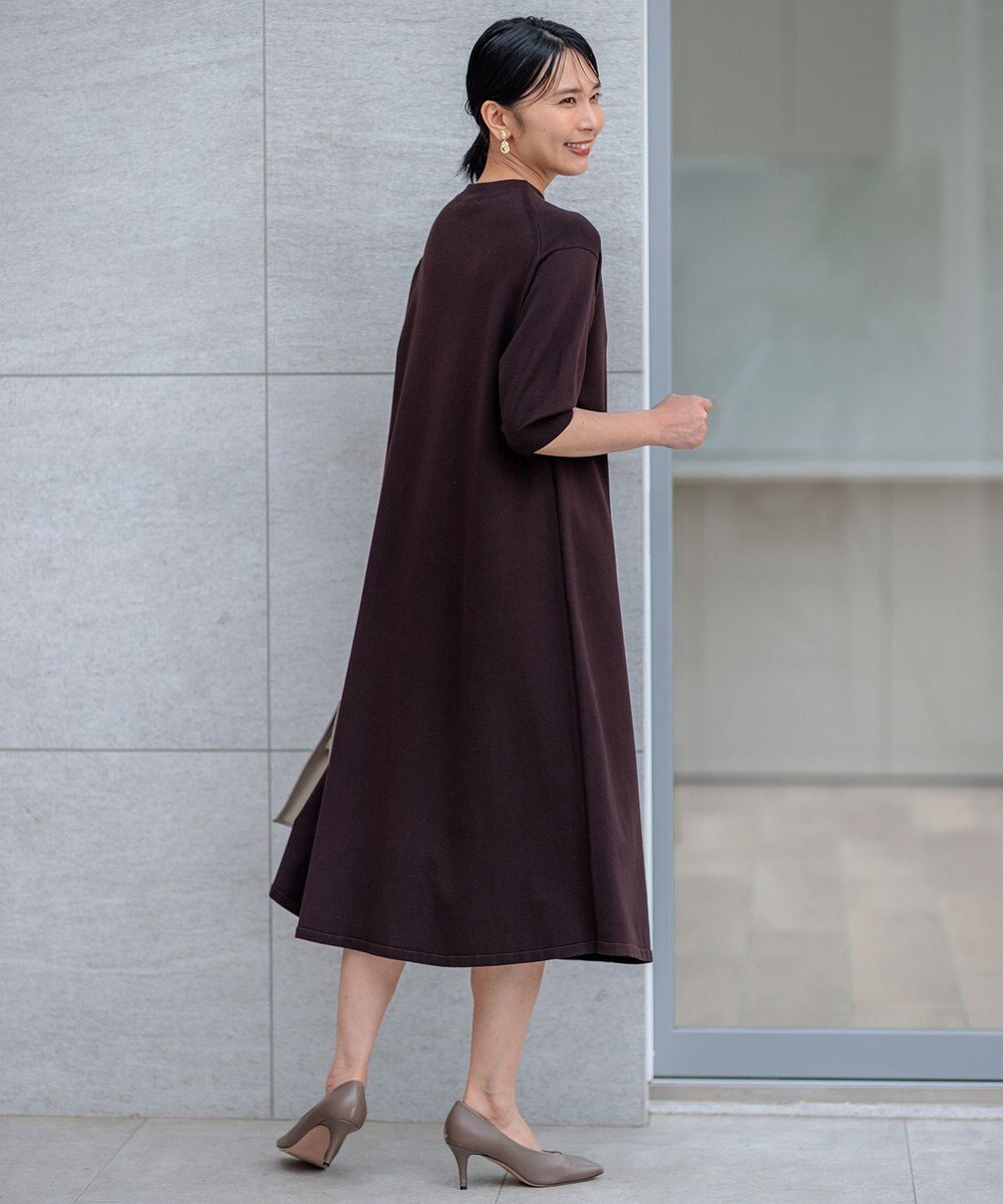 23区 S 【洗える】ヴィスコースストレッチ パフスリーブ ニットワンピース 