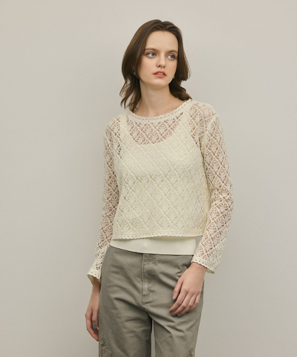 GRACE CONTINENTAL レースフレアスリーブトップ 