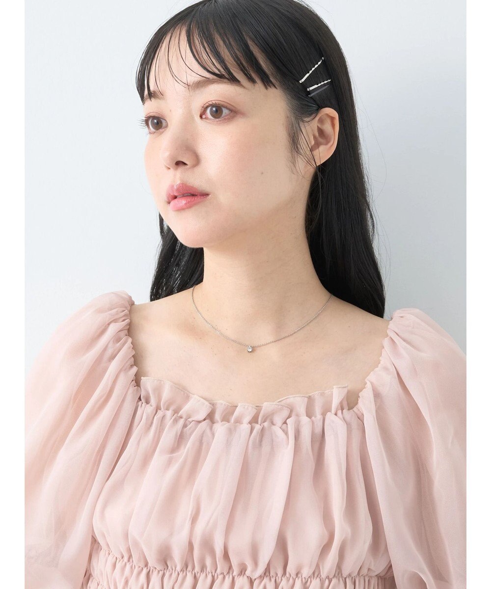 earth music&ecology パフスリーブシャーリングブラウス 