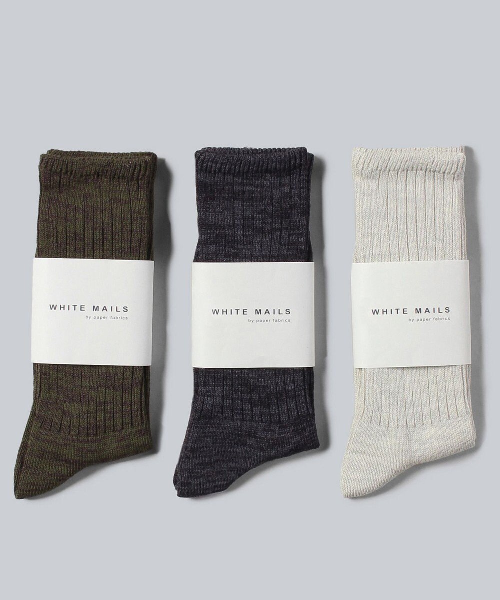 WHITE MAILS MIDDLE GAUGE PAPER ワイドリブソックス 