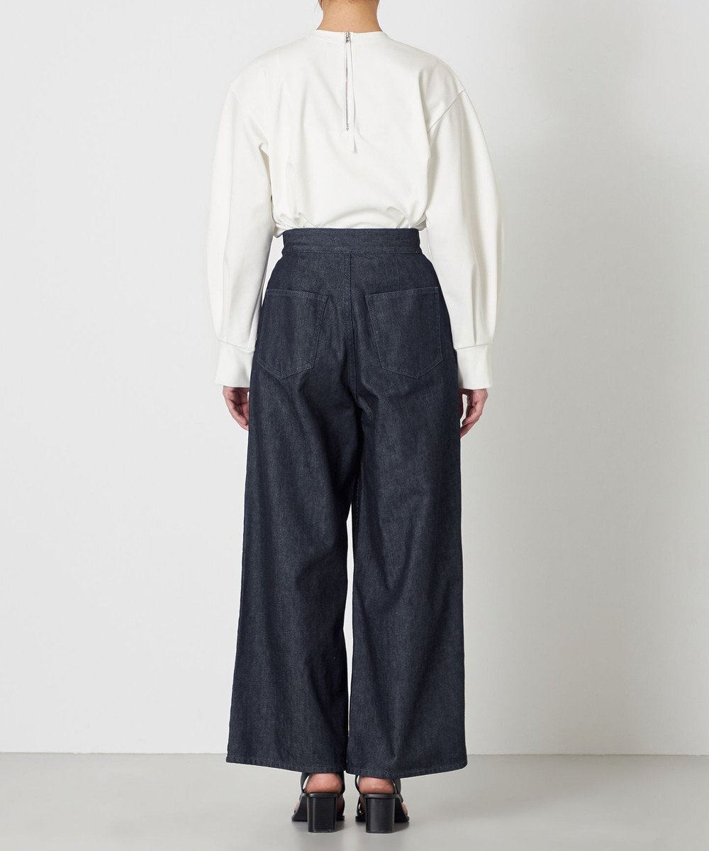 NAVE 【ReNave・セットアップ可/洗える】マーセライズデニム ラップワイドパンツ 