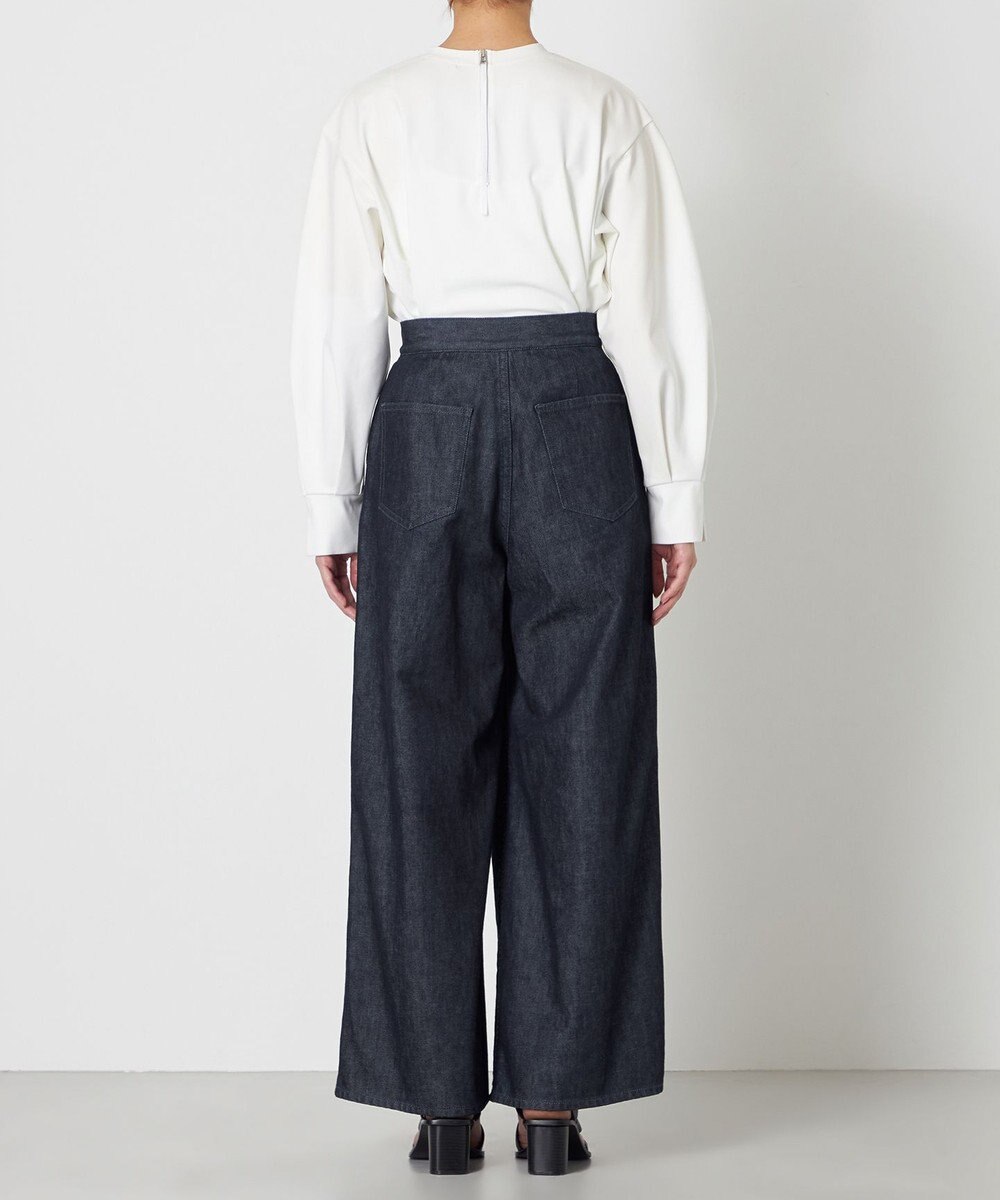 NAVE 【ReNave・セットアップ可/洗える】マーセライズデニム ラップワイドパンツ 