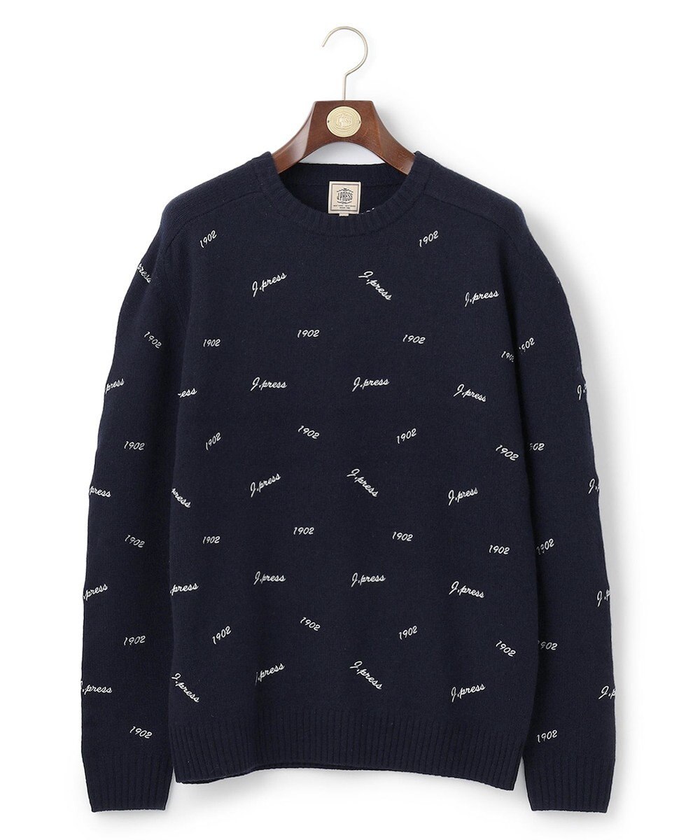 J.PRESS MEN エンブロイダリー クルーネックニット 